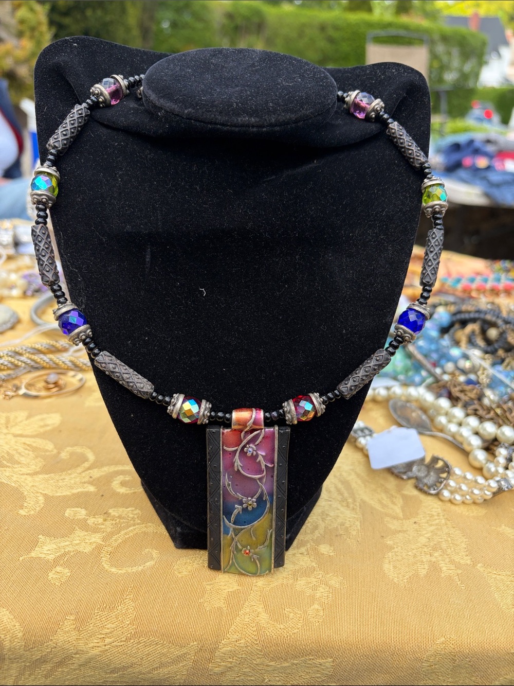 Chico's Multicolor Enamel Floral Pendant Necklace